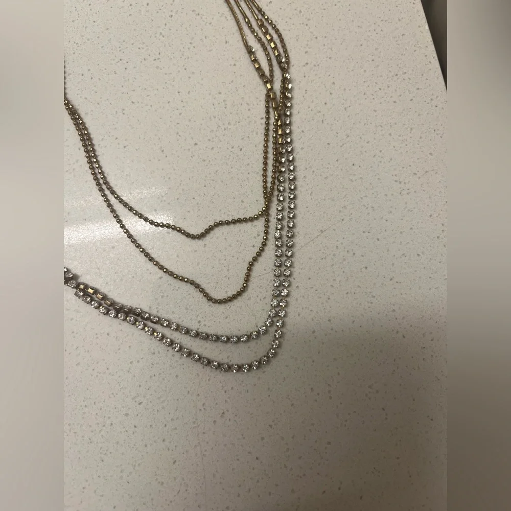 Talbots Layered Gold-Tone Multi Strand Necklace Set - Picture 3 of 4